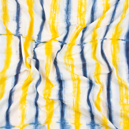 Multicolor Striped Cotton Tie Dye Shibori Fabric