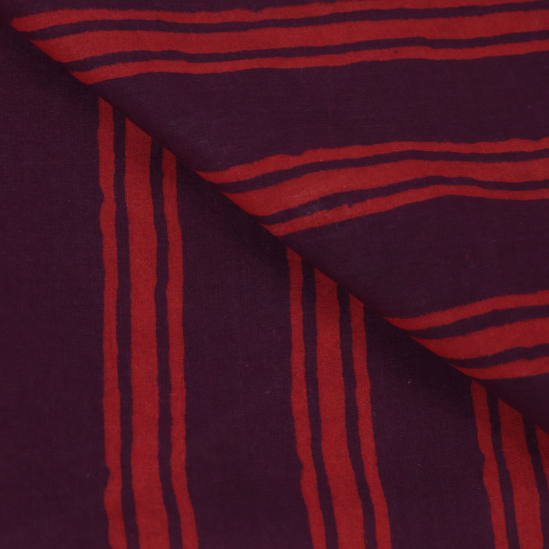 Multicolor Striped Dabu Hand Bbock Print Fabric