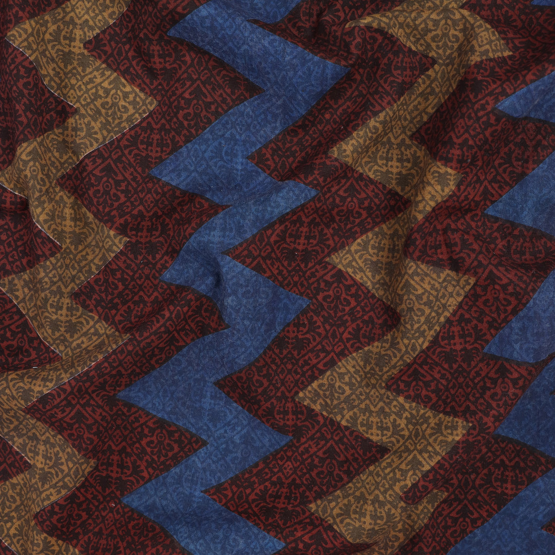Multicolor Zig Zag Hand Block Print Fabric