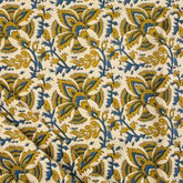 Mustard Yellow Hand Block Printed Soft Cotton Bagru Fabric
