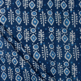 Natural Dyed Geometrical Print Indigo Blue Fabric