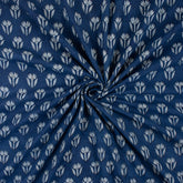 Natural Dyed Indigo Booti Floral Organic Cotton Fabric