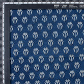Natural Dyed Indigo Booti Floral Organic Cotton Fabric