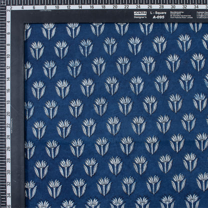 Natural Dyed Indigo Booti Floral Organic Cotton Fabric