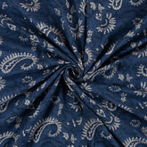 Natural Dyed Paisley Printed Cotton Indigo Fabric For Dress