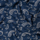 Natural Dyed Paisley Printed Cotton Indigo Fabric For Dress