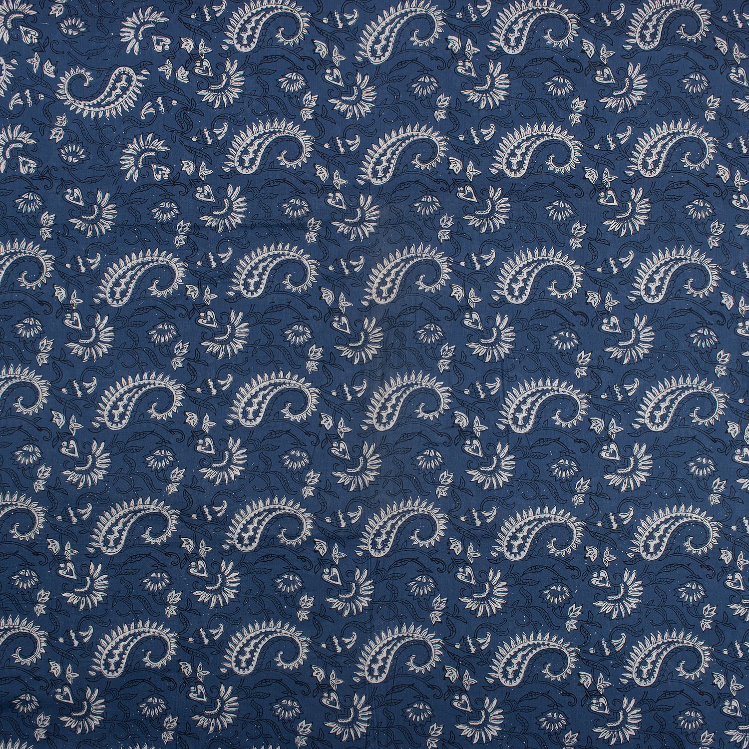 Natural Dyed Paisley Printed Cotton Indigo Fabric For Dress
