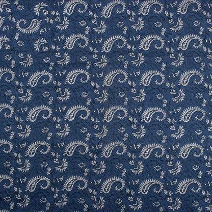 Natural Dyed Paisley Printed Cotton Indigo Fabric For Dress