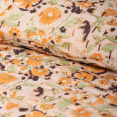 Natural Hand Block Printed Orange Floral Kanhta Quilt Blanket