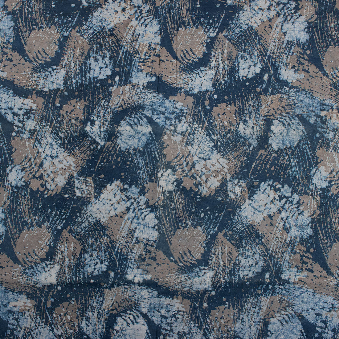 Natural Indigo Dye Abstract Printed Cotton Fabric