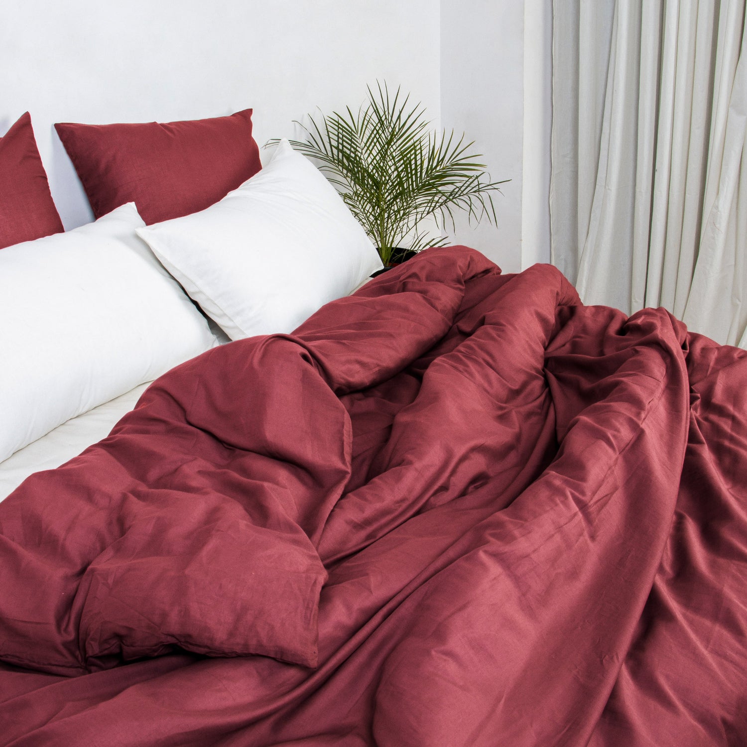 Natural Vegetable Dyed Indian Solid Dark Pink Duvet Cover
