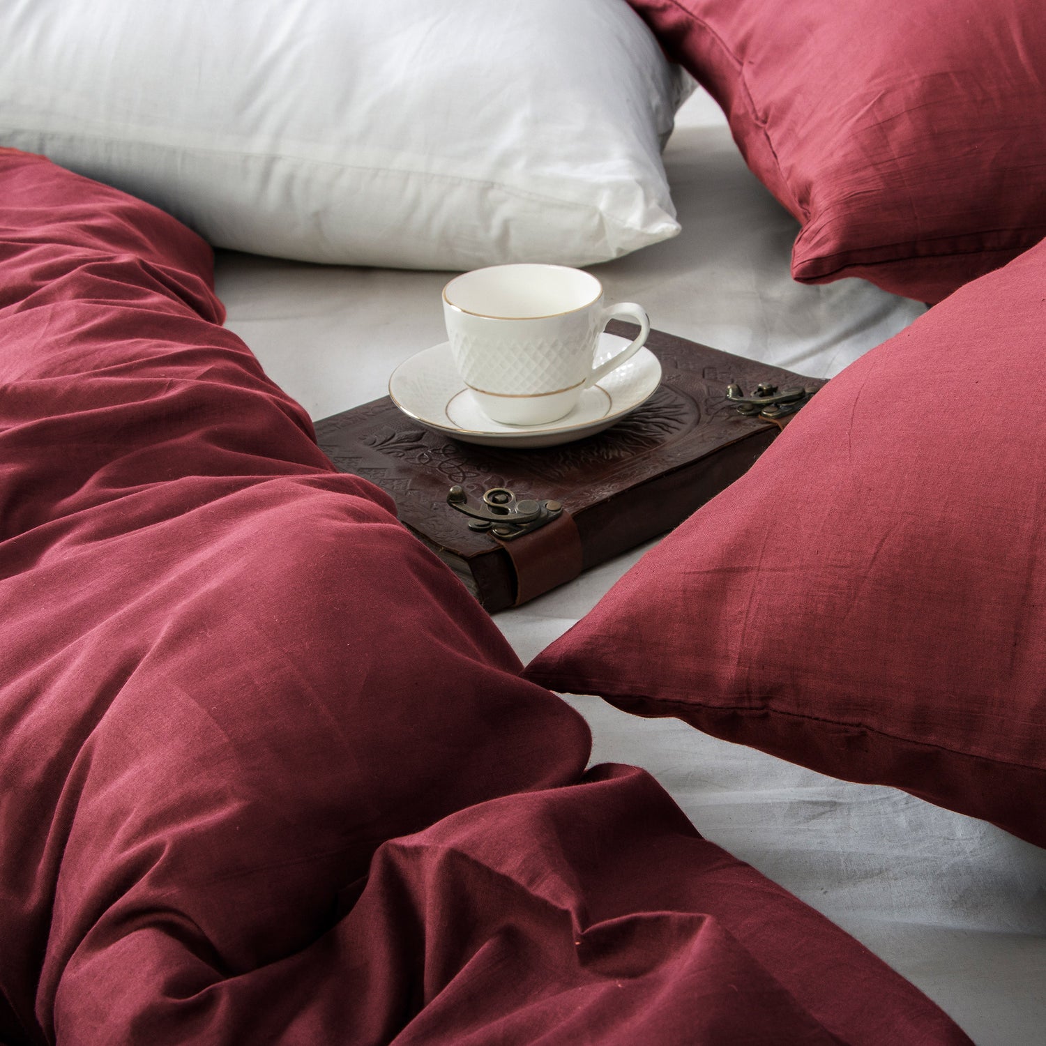 Natural Vegetable Dyed Indian Solid Dark Pink Duvet Cover
