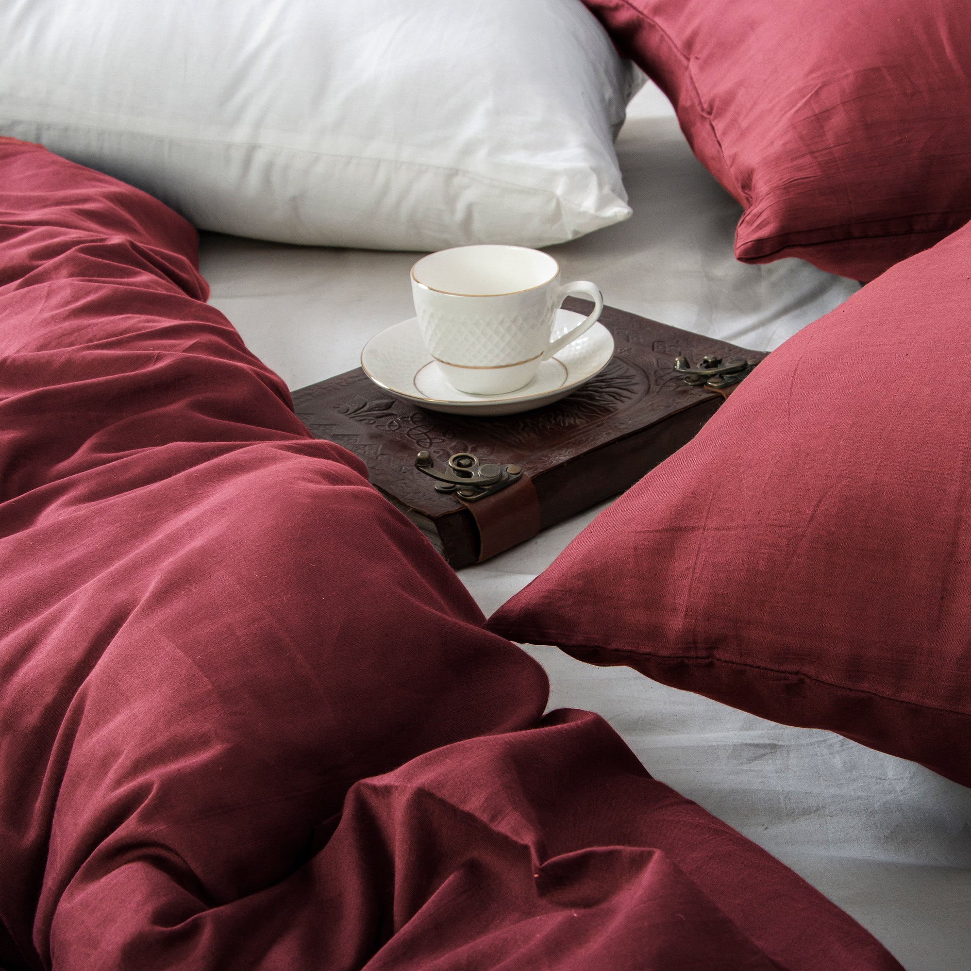 Natural Vegetable Dyed Indian Solid Dark Pink Duvet Cover