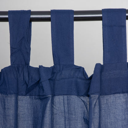 Navy Blue Pure Solid Cotton Curtains Hand Dyed