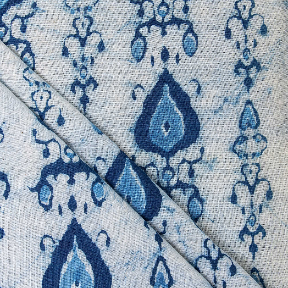 Newly Blue Leaf Indian Hand Block Print Cotton Fabric
