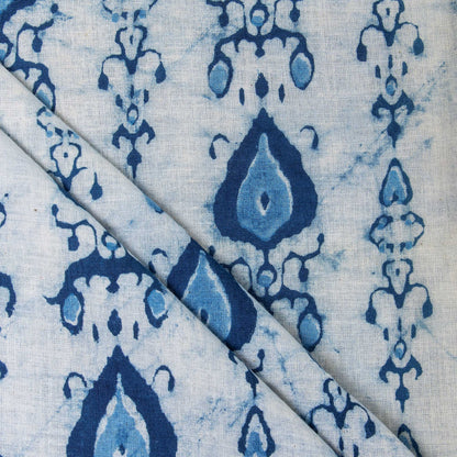 Newly Blue Leaf Indian Hand Block Print Cotton Fabric