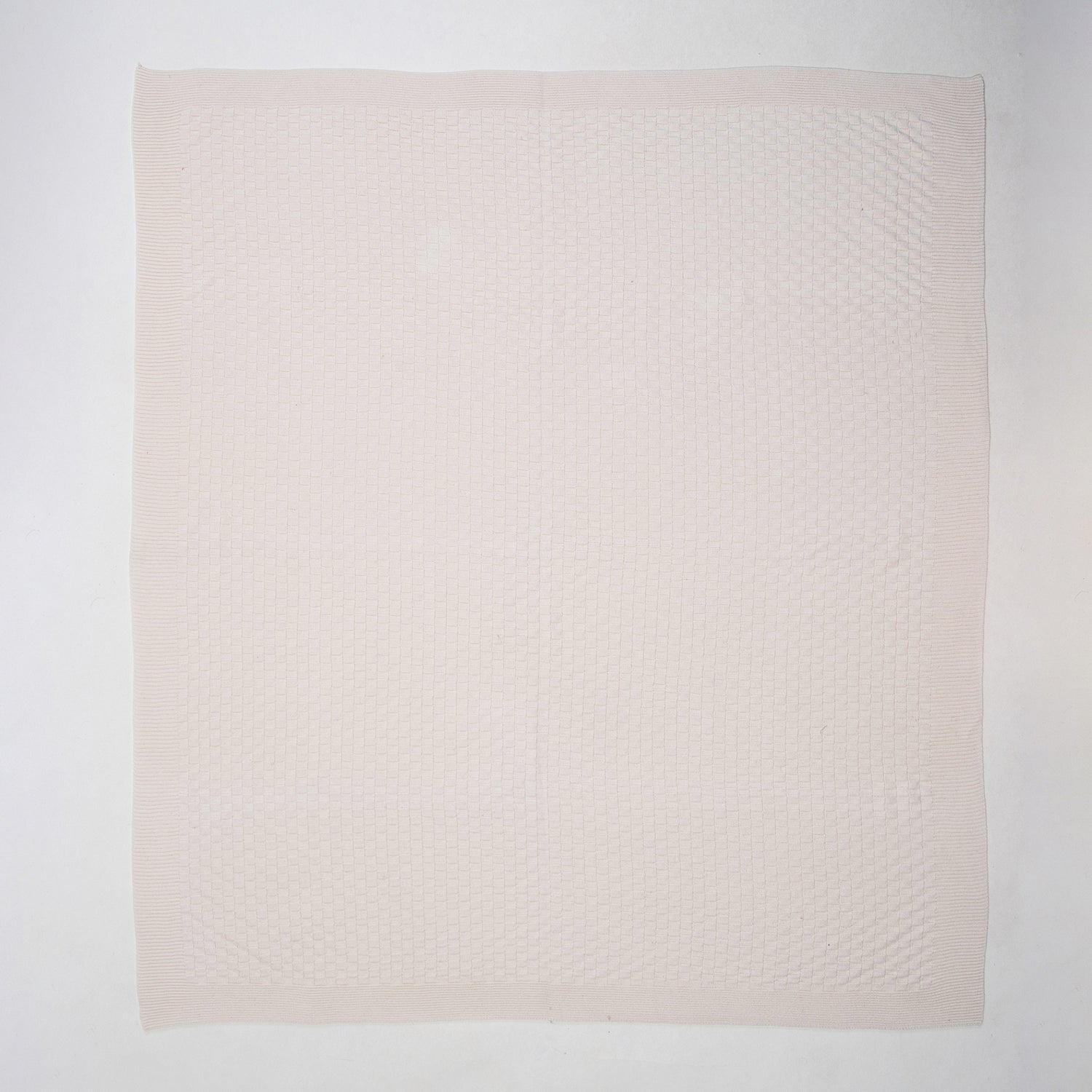 Off White Cotton Knitted Throw Blanket for Sofa