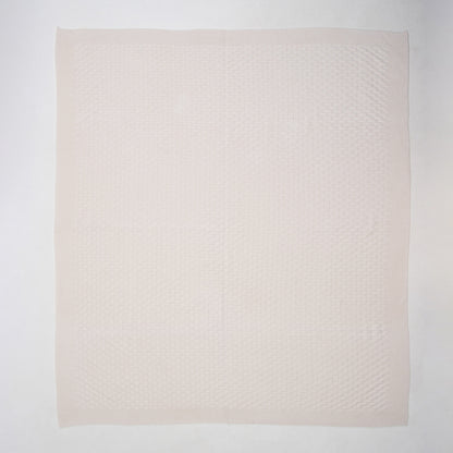 Off White Cotton Knitted Throw Blanket for Sofa