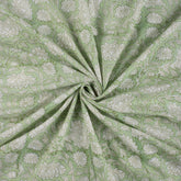 Olive Green Floral Block Printed Indian Fabric Online