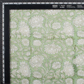 Olive Green Floral Block Printed Indian Fabric Online