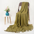 Olive Green Handcrafted Farmhouse Cotton Solid Throw