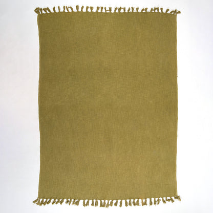 Olive Green Handcrafted Farmhouse Cotton Solid Throw