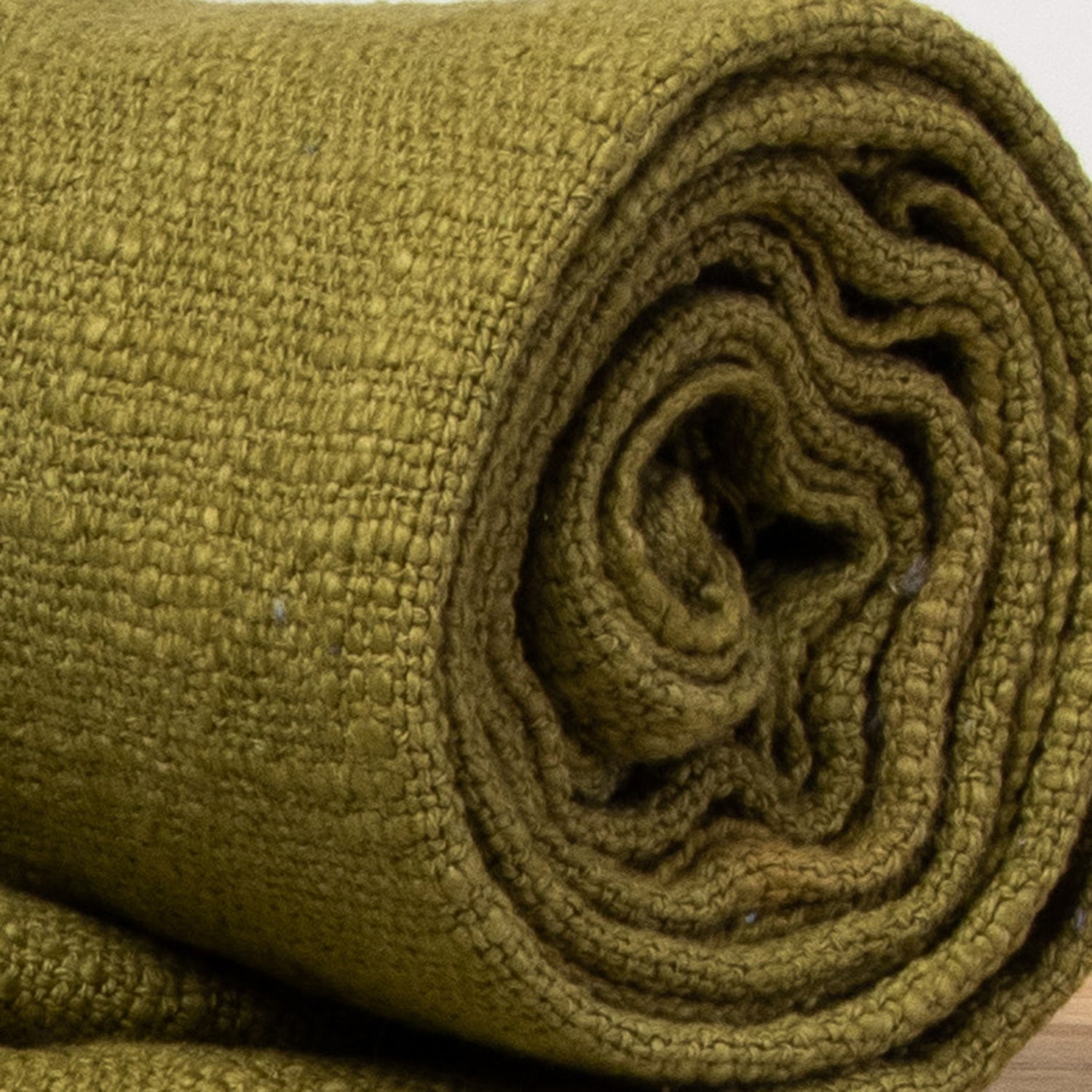`Olive Green Handcrafted Farmhouse Cotton Solid Throw