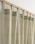 Olive Green Stirped Hand Block Print Curtains In India