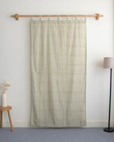 Olive Green Stirped Hand Block Print Curtains In India