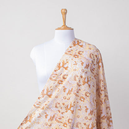 Orange Floral Hand Block Print Beach Sarong Wrap For Women