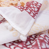 Orange Floral Hand Block Print Beach Sarong Wrap For Women