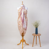 Orange Floral Hand Block Print Beach Sarong Wrap For Women