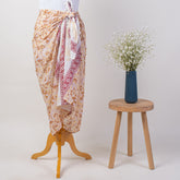 Orange Floral Hand Block Print Beach Sarong Wrap For Women