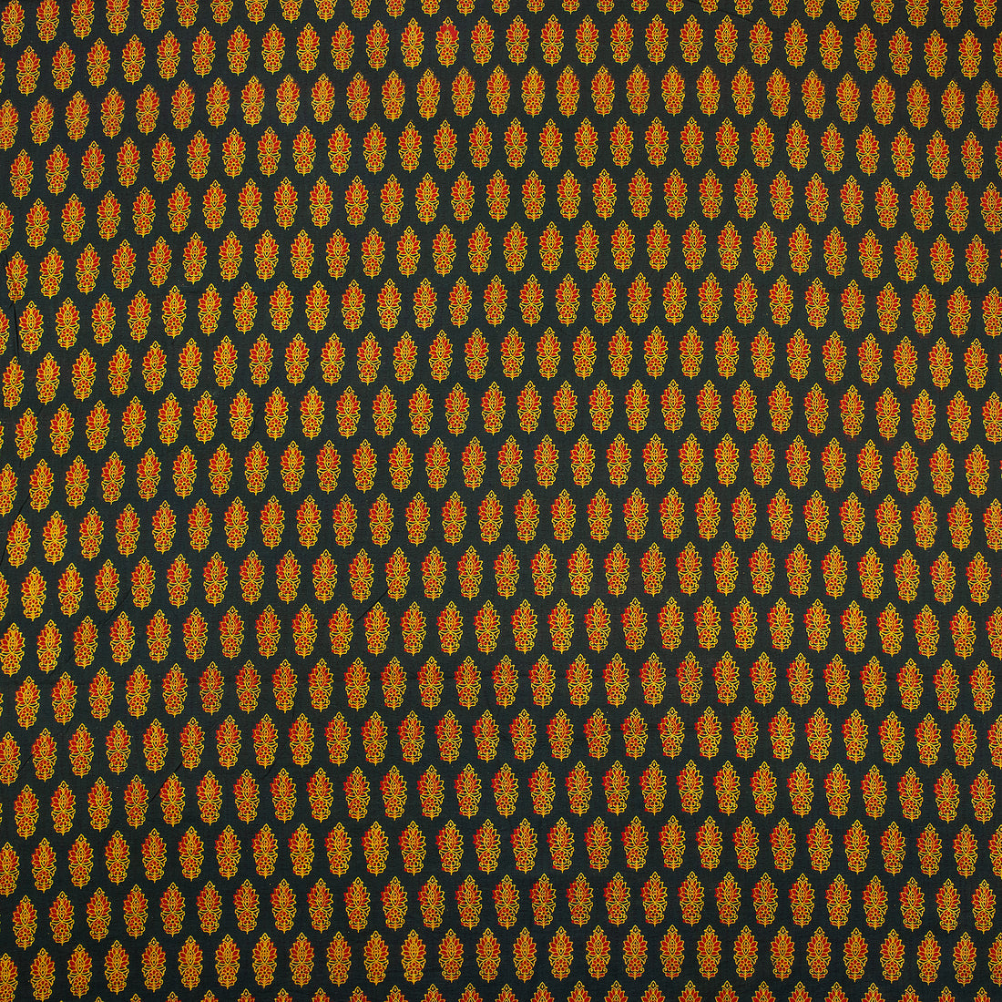 Orange Leaf Pure Cotton Handmade Ajrakh Fabric