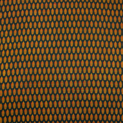 Orange Leaf Pure Cotton Handmade Ajrakh Fabric