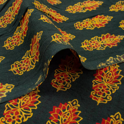 Orange Leaf Pure Cotton Handmade Ajrakh Fabric