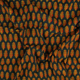 Orange Leaf Pure Cotton Handmade Ajrakh Fabric