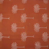 Orange Palm Tree Hand Block Printed Cotton Fabric