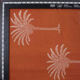 Orange Palm Tree Hand Block Printed Cotton Fabric