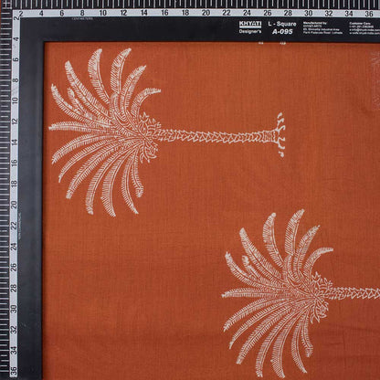 Orange Palm Tree Hand Block Printed Cotton Fabric