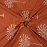 Orange Palm Tree Hand Block Printed Cotton Fabric
