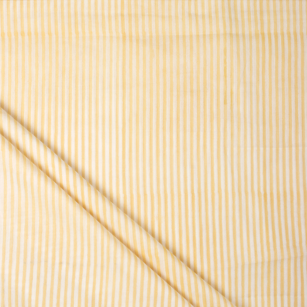Orange Striped Hand Block Print Fabric