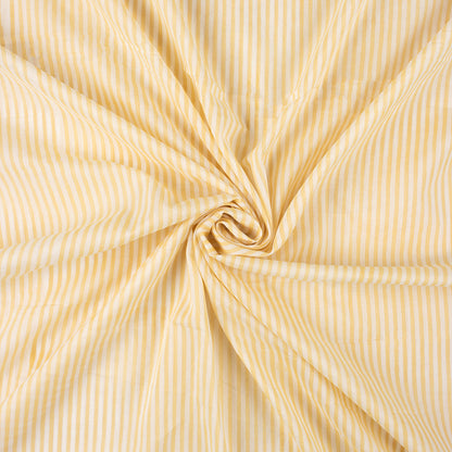 Orange Striped Hand Block Print Fabric