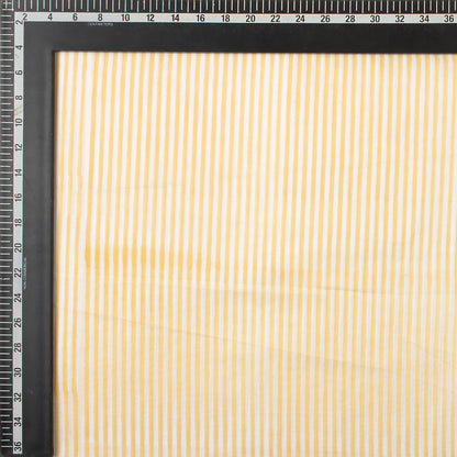 Orange Striped Hand Block Print Fabric