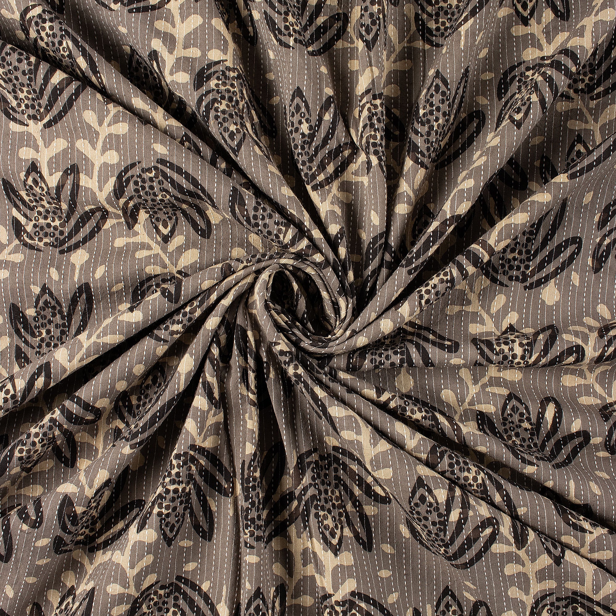 Organic Cotton Dabu Hand Block Printed Kantha Fabric