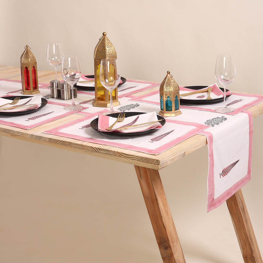 Organic Cotton Hand Block Printed Christmas Table Runner