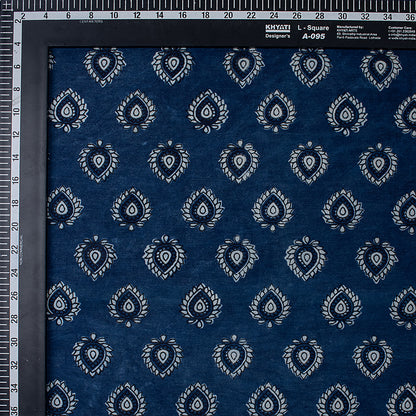 Organic Cotton Indigo Floral Print Dyed Fabric
