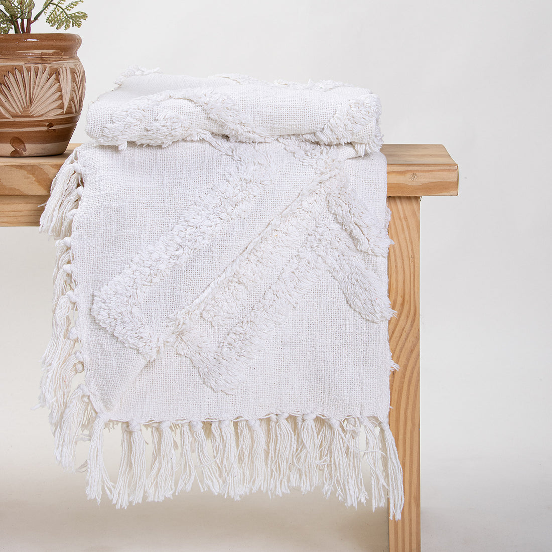 Organic Cotton White Solid Throw Blankets