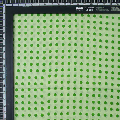 Organic Green Palkas Dot Hand Block Printed Fabric