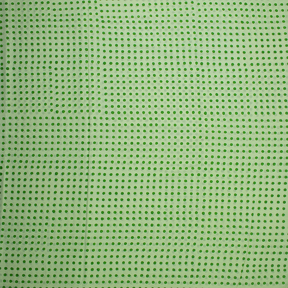 Organic Green Palkas Dot Hand Block Printed Fabric